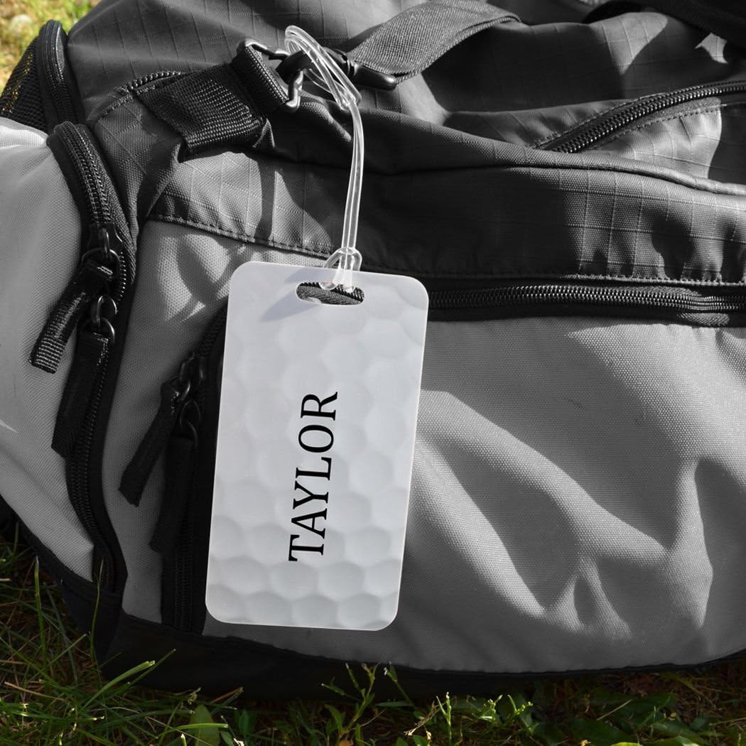 ChalkTalkSPORTS Golf Luggage & Bag Tag | Personalized Golf Ball Graphic | No Personalization on Back | Large