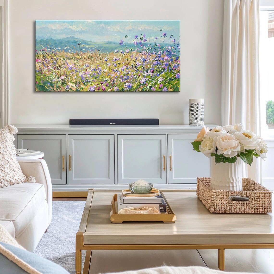 Flowers Wall Art Canvas Daisy Floral Textured Painting Modern Botanical Large Framed Pictures Artwork for Living Room Bedroom Bathroom Dinning Room Office Home Wall Decor Gifts 20x40