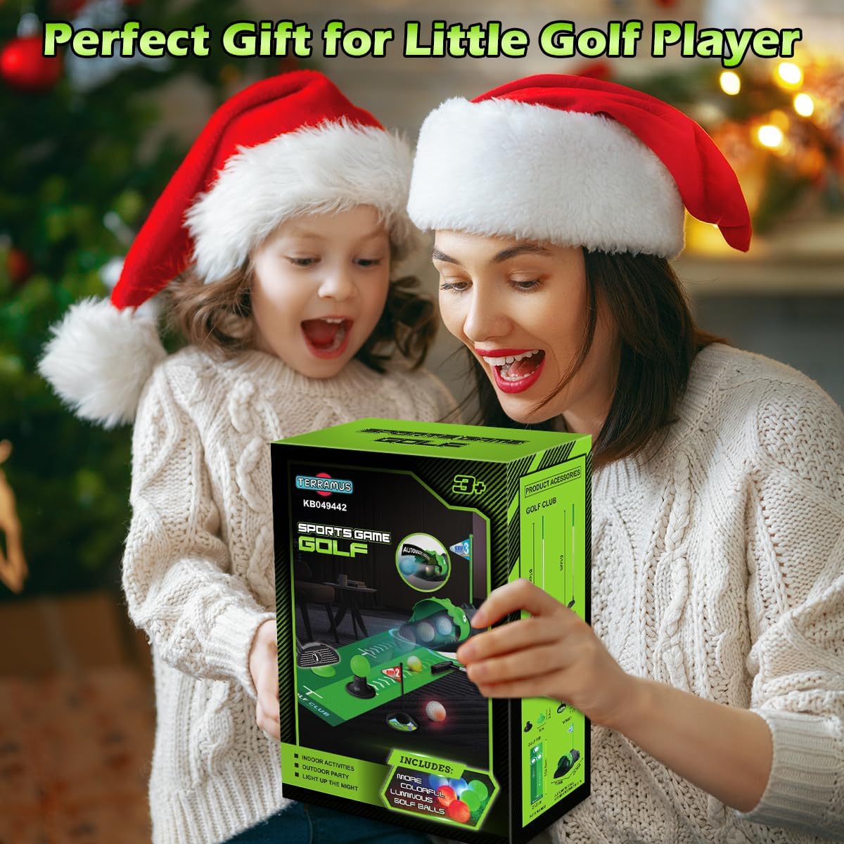 Upgraded Kids Toy Golf Set with Dinosaur Automatic Golf Returner, Led Light Up Night Golf Balls, 3 Clubs, Putting Mat, 3-8 Toddler Mini Golf Games, Indoor Outdoor Sports Toys for Boys Girls