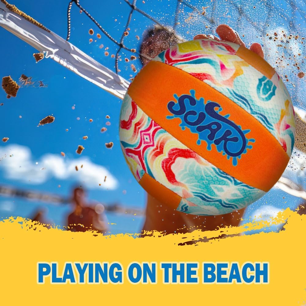 SOAK Soft Beach Volleyball - Glow at Night, Waterproof Indoor Outdoor Volleyball for Adults, Teens, and Volleyball Fans, Official Size 5