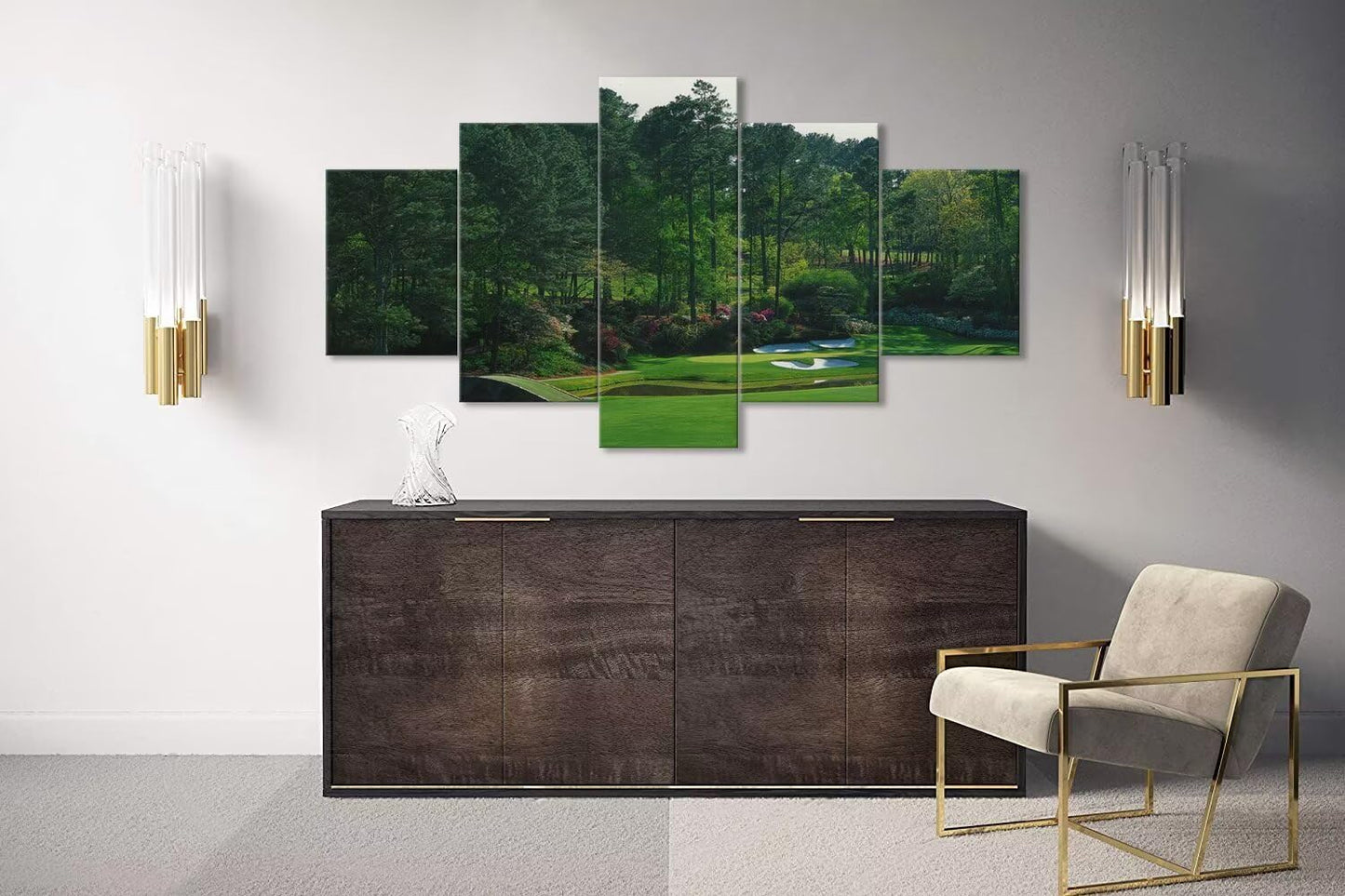 chenchenArt Augusta National Golf Course Wall Art for Living Room Bedroom Bathroom Home Decorations Augusta Golf Course Pictures Canvas Prints Framed Ready to Hang(60''W x 32''H)
