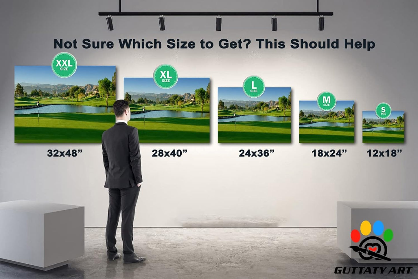 GUTTATY Golf Course Wall Art, Golf Pictures Posters Canvas Print Wall Decor for Golfer's Man Cave Home Ofice Ready to Hang (12x18 Inches)