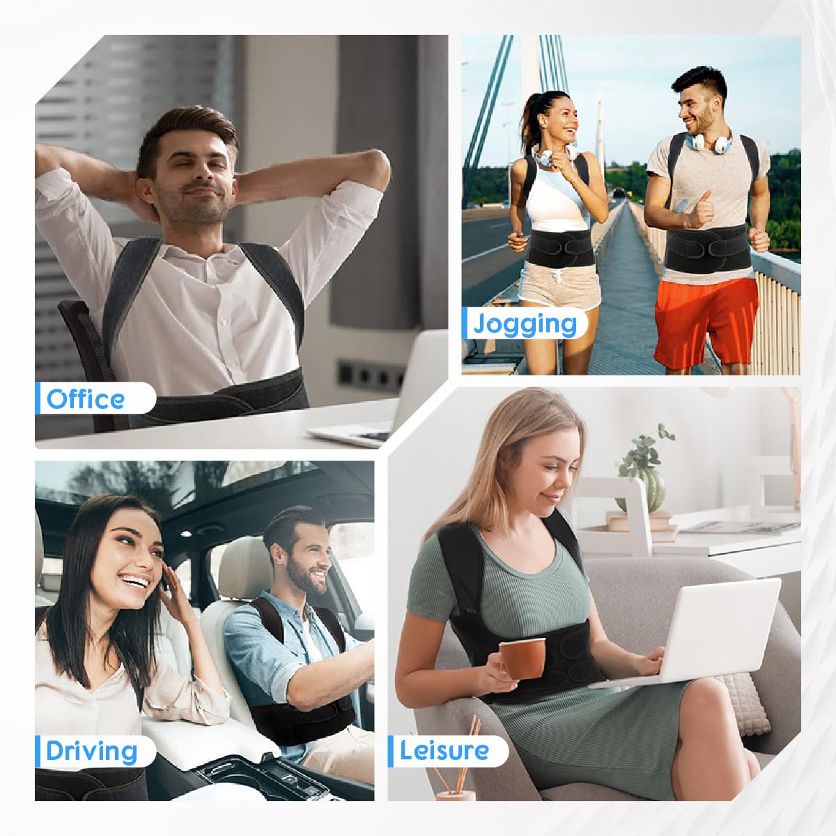 Posture Corrector for Women & Men – Adjustable Back Brace with Full Back Support, Shoulder Straightener for Spine Alignment, Scoliosis, Hunchback & Back Pain Relief (Black, Medium)