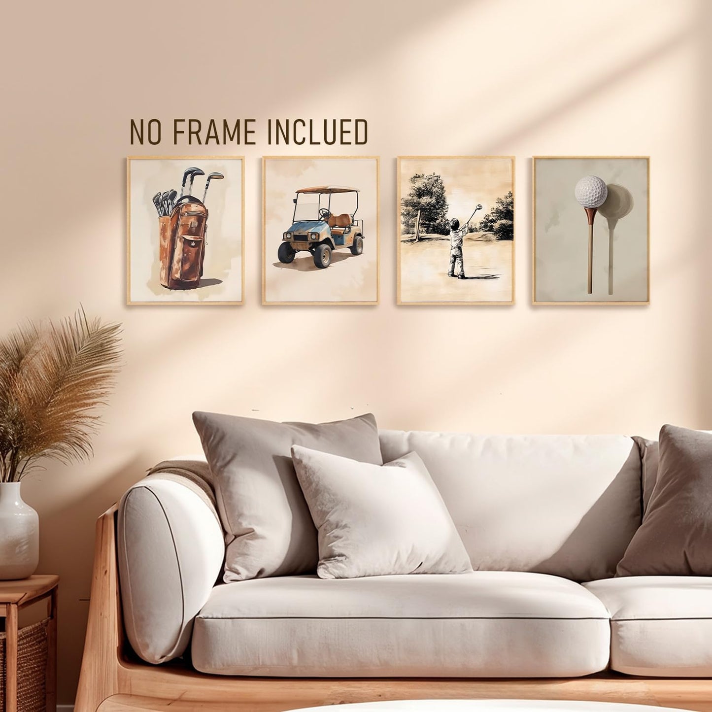 BRRNYOI Golf Nursery Wall Art Posters Set of 4, Sports Room Decor for Boys, Vintage Golf Club Course Cart Canvas Prints Wall Decor for Kids Boy Teen Bedroom Dorm Playroom, 8x10 Unframed