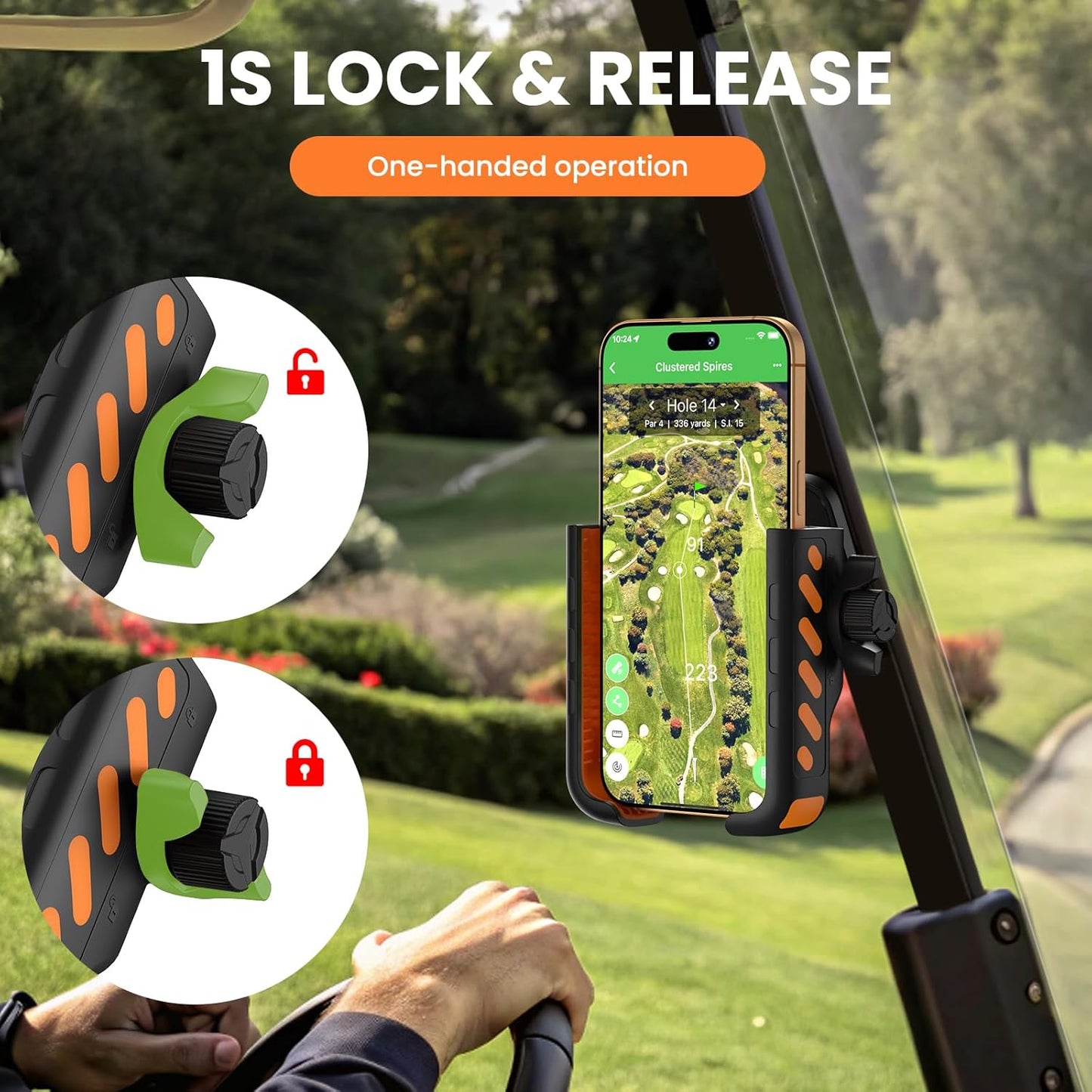 Magnetic Golf Cart Phone Holder - Premium N52 Magnet Phone Caddy Compatible with EZGO, Club Car, Yamaha, Universal Secure Mount for iPhone, Samsung & Smartphone, Durable Golf Accessories for Men Women