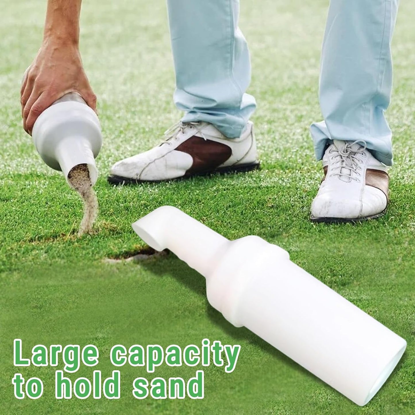 Universal Golf Cart Sand Bottle, Easy Screw Top Fill, Portable Sand and Seed Divot Filler Bottle for Golf Push Carts, Engineering Plastic Golf Course Sand Dispenser, 1 Quart Capacity