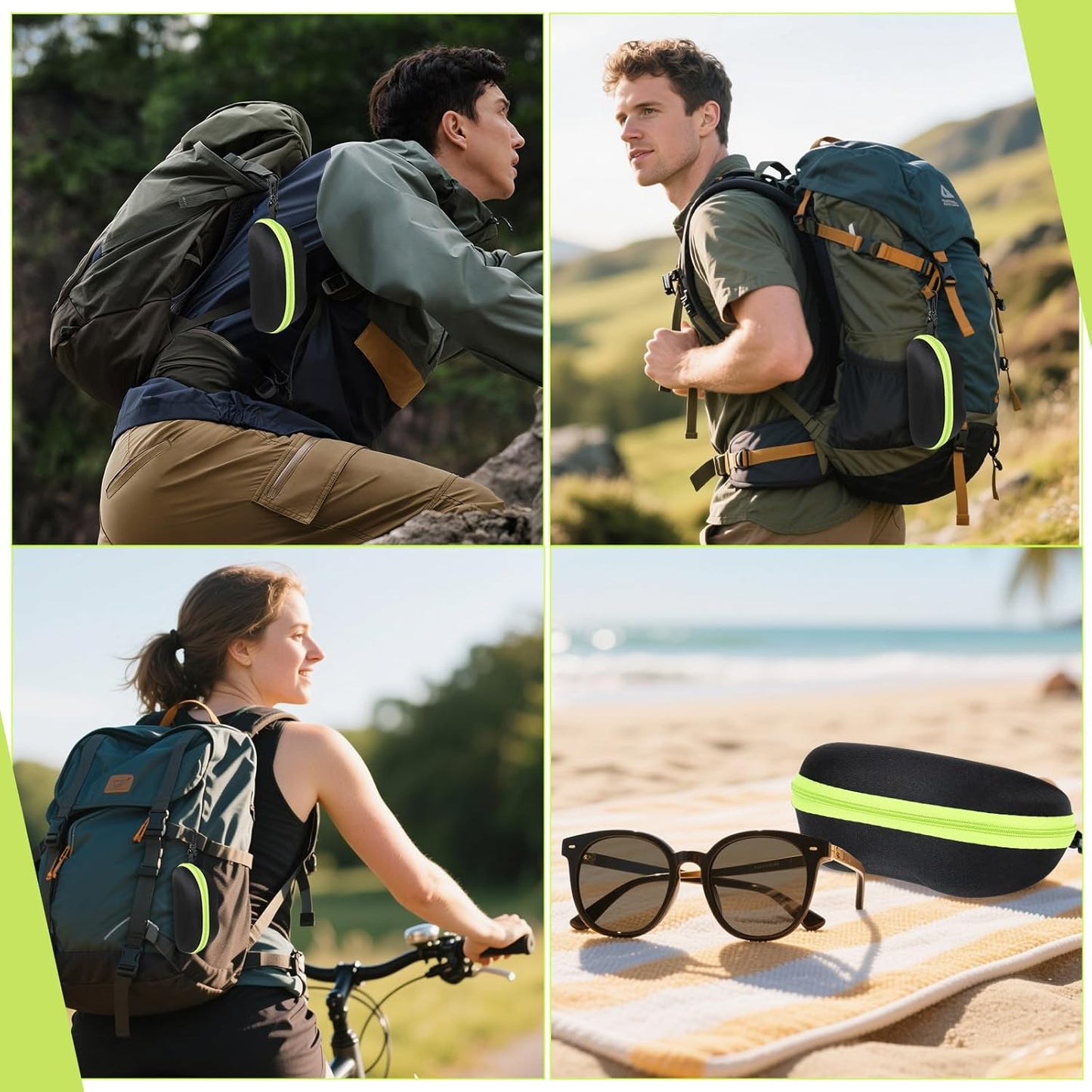 INNOLIFE Zipper Hard Shell Sunglasses Cases, Portable Travel Eyeglasses Cases with Plastic Hook for Men Women