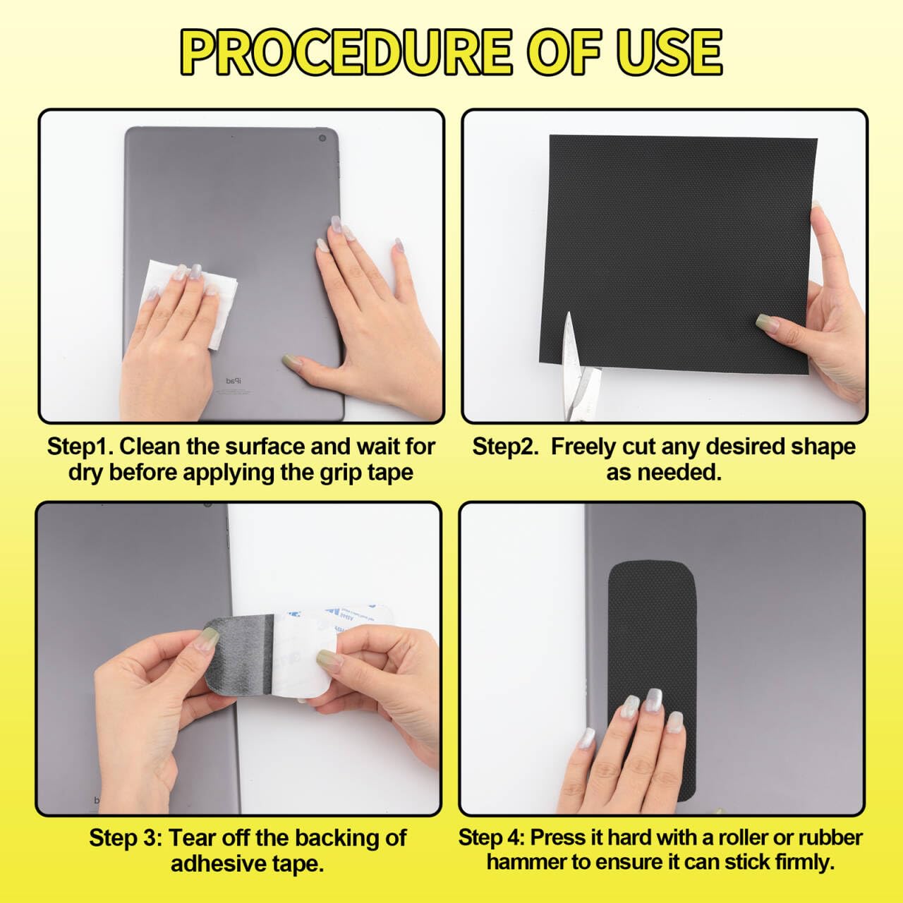 Rubber Grip Tape, Ultra Strong Waterproof Anti Slip Tape with Textured Adhesive for DIY Tools & Gadgets, Customizable for Enhanced Comfort & Safety (1In x 10Ft, Black)