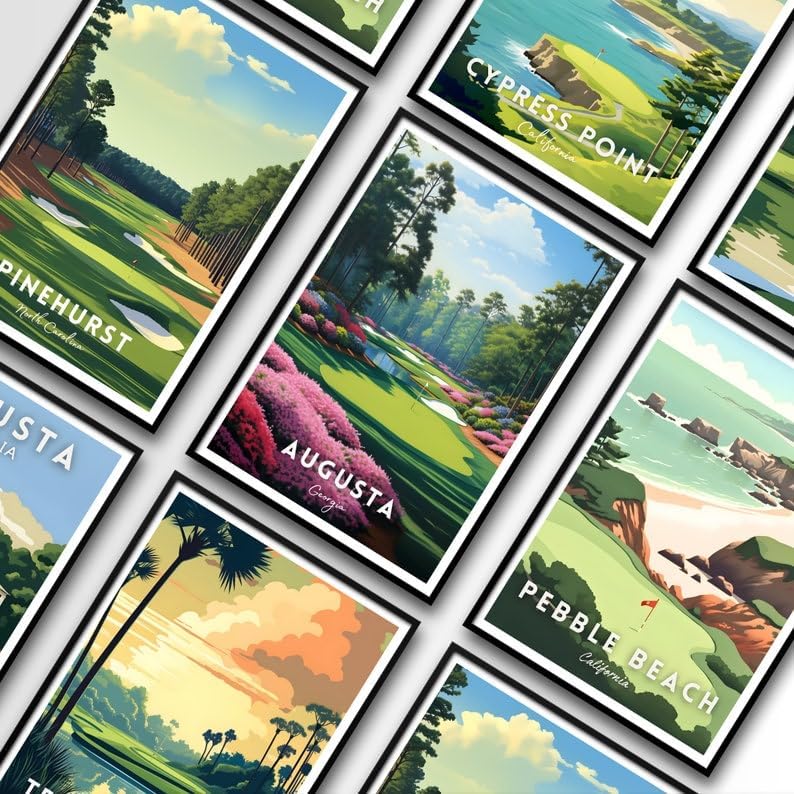 Nationcog Chambers Bay Golf Poster, Vintage Washington Travel Wall Art Print, Retro Coastal Golf Landscape Decor, Sports Artwork Gift for Men or Office (Unframed) (20x30)