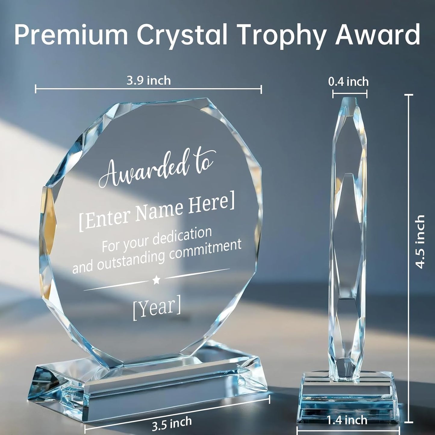 Personalized Crystal Trophy Award – Custom Awards and Trophies for Employees, Coworkers, Boss – Retirement, Farewell, Appreciation, Recognition Gifts – Custom Plaques