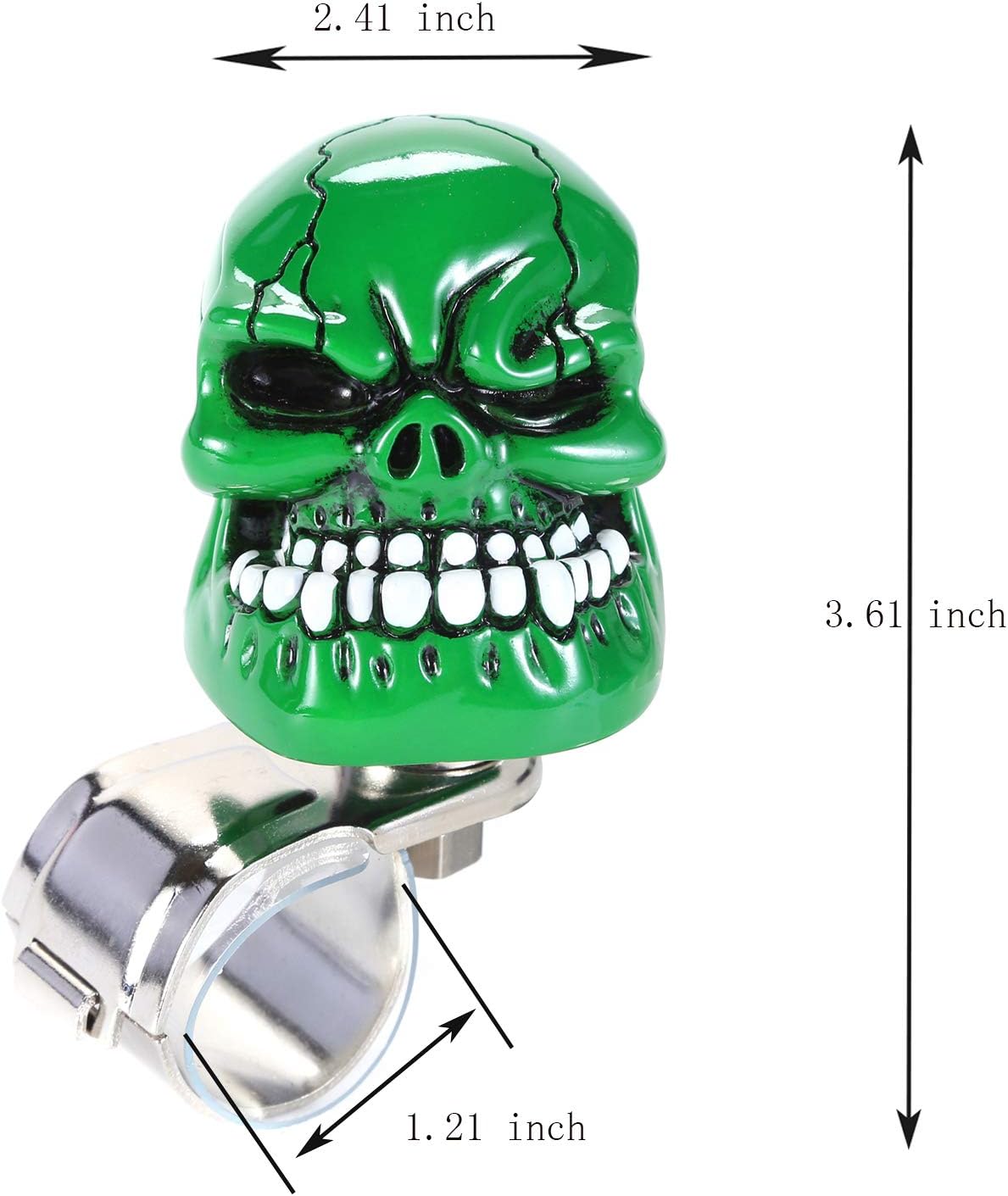 Skull Steering Wheel Spinner Knob Turning Driving Suicide Power Handle Universal Fit Most Vehicles Cars Trucks Tractors Mowers Forklifts Boat Golf Carts (Green)
