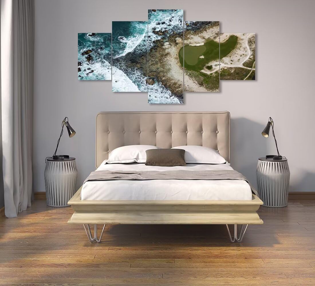 Pebble Beach Golf Course Wall Art for Living Room Bedroom Bathroom Home Decorations USA California Coast Pebble Beach Posters Framed Artwork Canvas Prints Ready to Hang(60''W x 32''H)