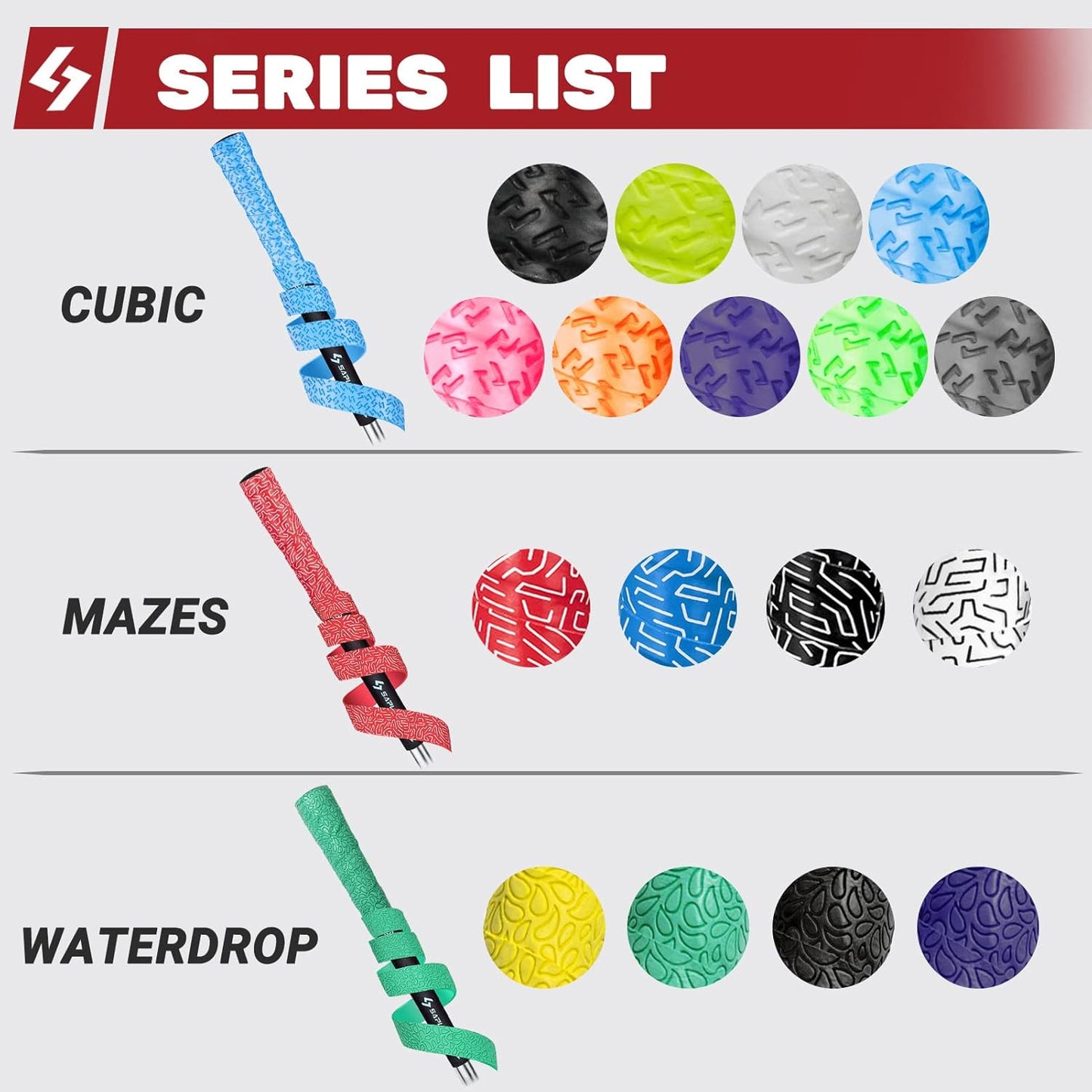 SAPLIZE Golf Grip Wrapping Tapes, 3 Or 15 Pack Tacky PU Overgrip Tapes, New Regripping Solution for Golf Club Grips