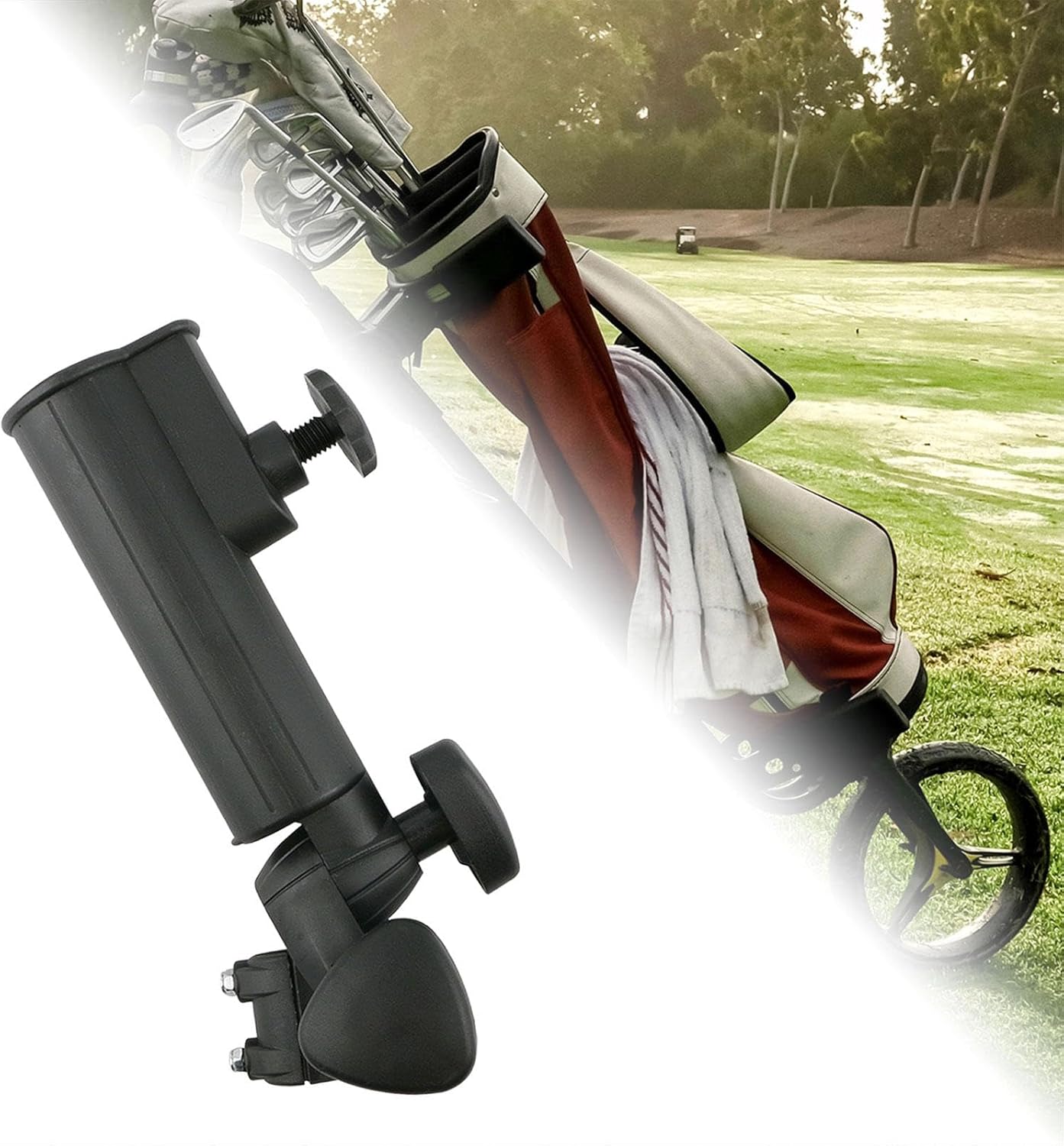 Golf Cart Umbrella Holder Clamp Mount Umbrella Clip Windproof Lightweight Universal Adjustable Angle for Fishing, Bike, Beach Chair, Training