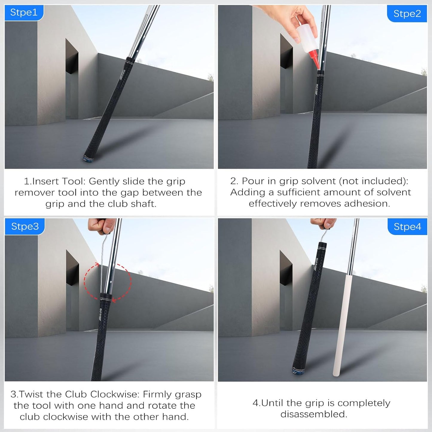 Golf Grip Removal Tool, V-Groove Golf Grip Remover Saver Gripping Tool 11" for Standard Length, Saves Old Golf Grips