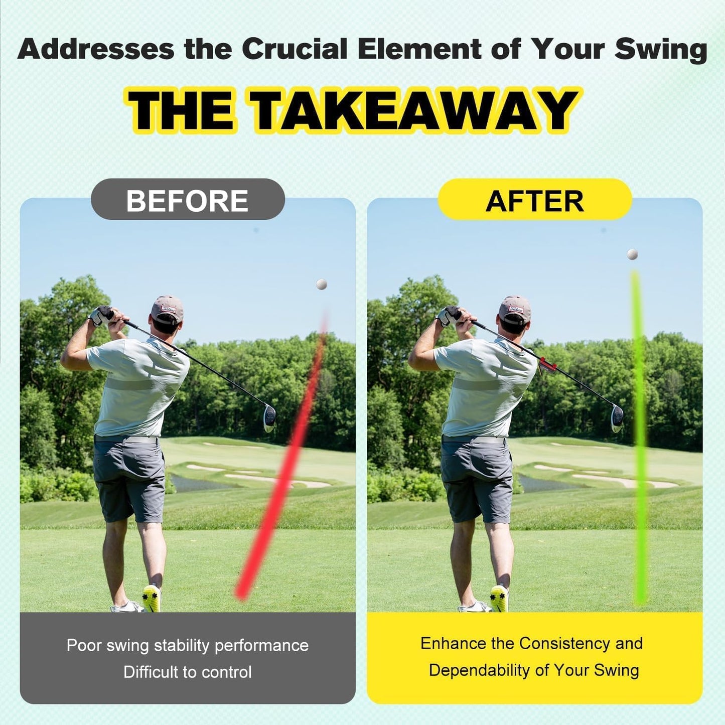 Golf Swing Trainer Aid - Instantly Corrects Chicken Wing & Improves Connection (Right & Left Handed) - Portable Muscle Memory Trainer for All Skill Levels