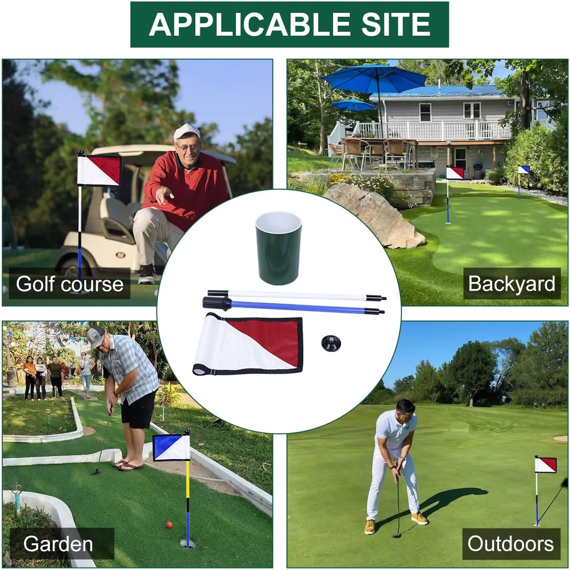 Golf Flagstick 3ft,Golf Flag Hole Cup Set Double-Sided Putting Green Flags for Backyard Putting Green Driving Range Practice Two-Section Design Portable