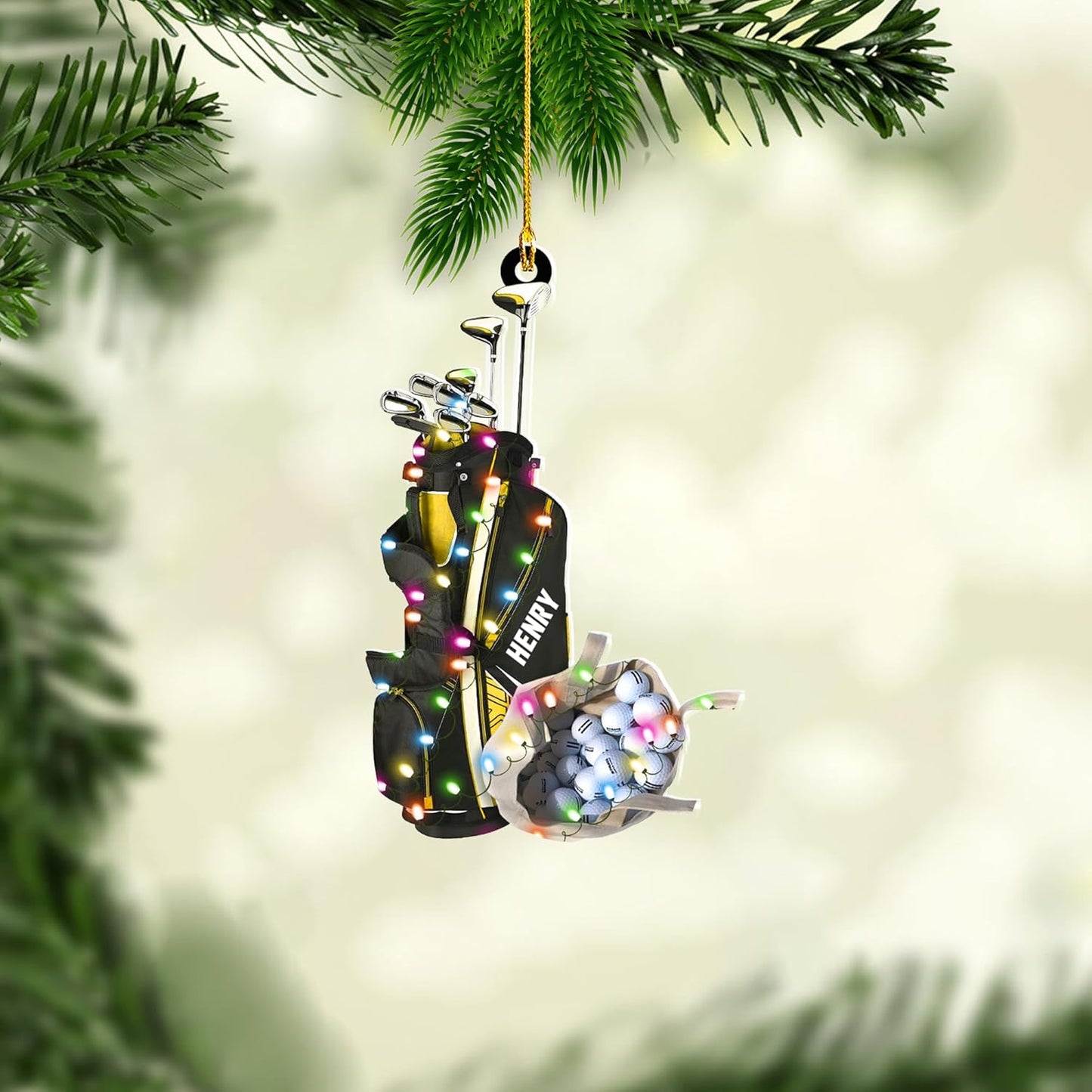 Personalized Golf Ornaments for Christmas Tree 2025 Custom Golf Christmas Ornament Golfing Bag Ornament Sports Golf Cart Ornaments Gift for Golfer Bag Golfing Lovers Hanging Decoration (G4)
