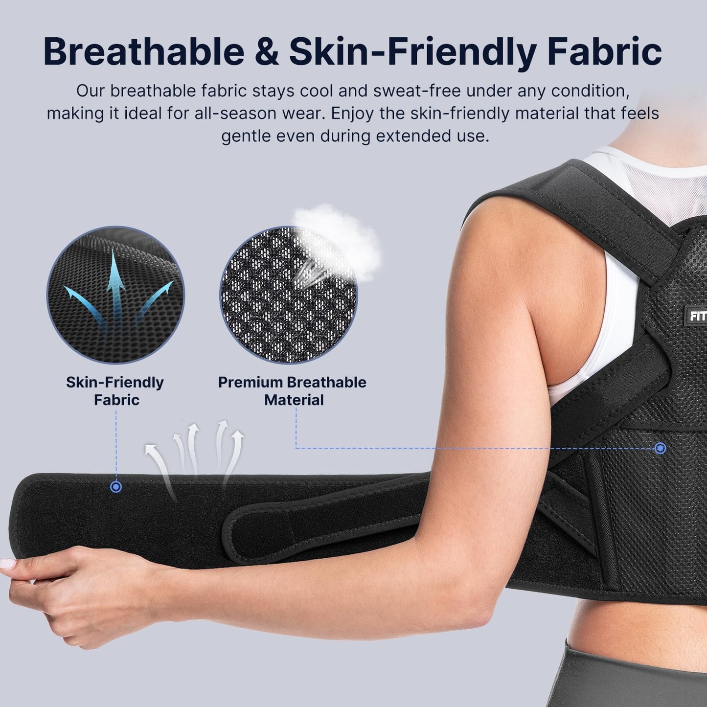 Fit Geno Posture Corrector for Women & Men: Adjustable Lightweight Upper Back Brace for Neck Shoulder & Upper Back Pain Relief - Improve Posture Correct Hunchback Slouching Invisible Under Clothes (XS/S Under Bust 30"-43")