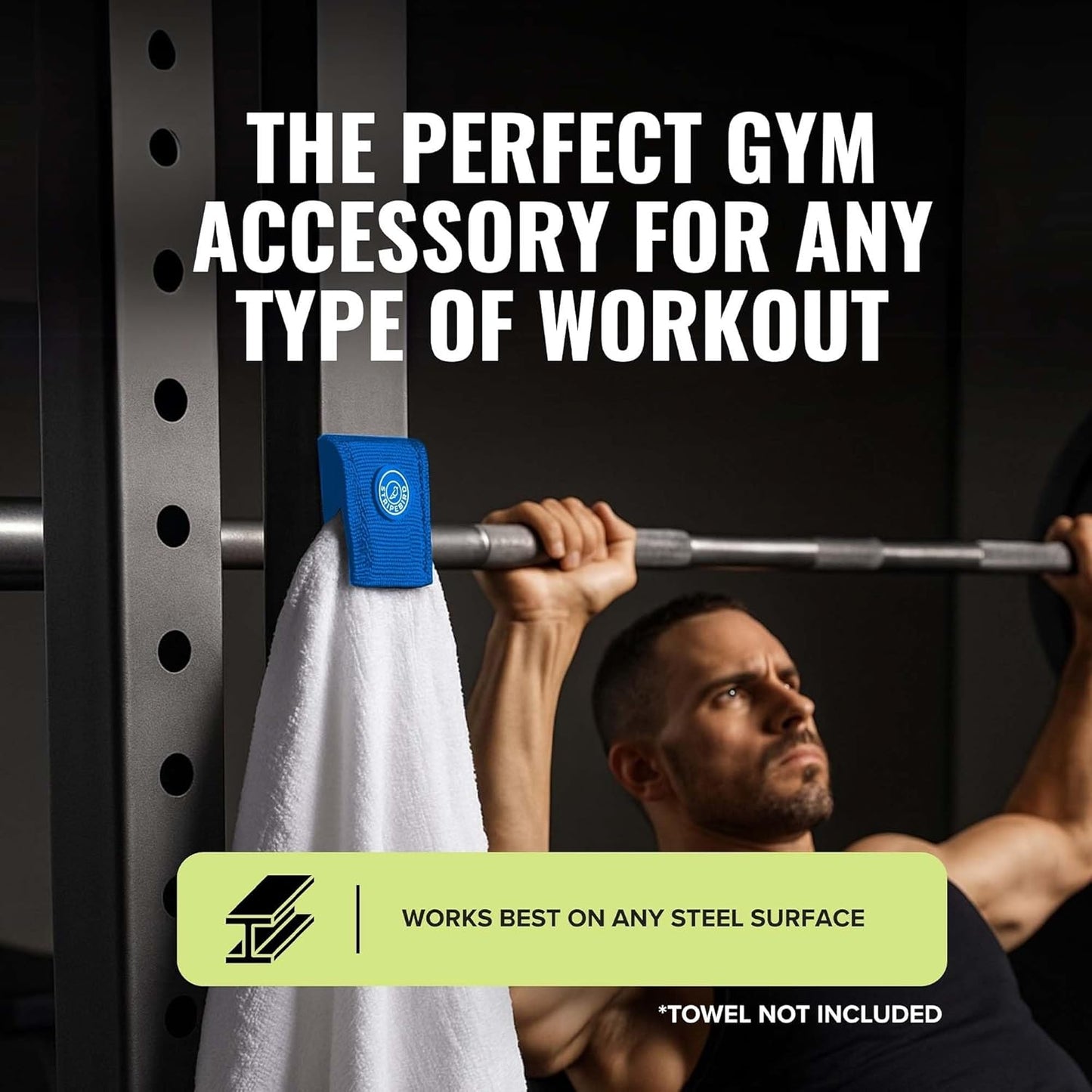 Stripebird - Magnetic Clip for Any Workout Towel (Blue) - Highest Strength Magnet for Gym Towel - Removable from Towels - Magnetic Fitness Towels for Men