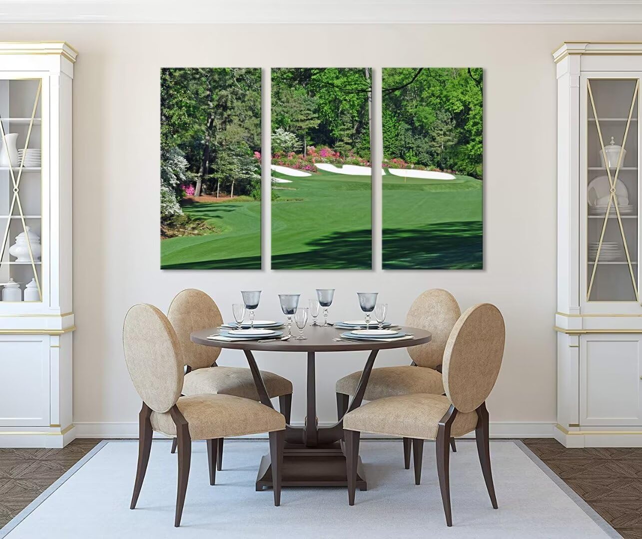 Augusta National Golf Course Wall Art Pictures - Augusta Golf Course Wall Decor for Living Room Bedroom Bathroom Home Decorations Golf Posters Canvas Prints Framed Ready to Hang(12''W x 24''H x3)