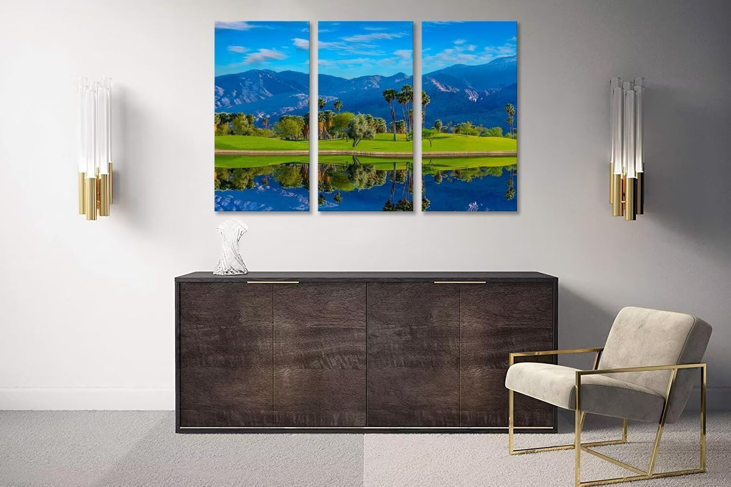 chenchenArt USA California Golf Course Wall Art for Living Room Bedroom Bathroom Home Decorations Golf Course Pictures Posters Canvas Prints Modern Artwork Framed Ready to Hang(20''W x 40''H x3)