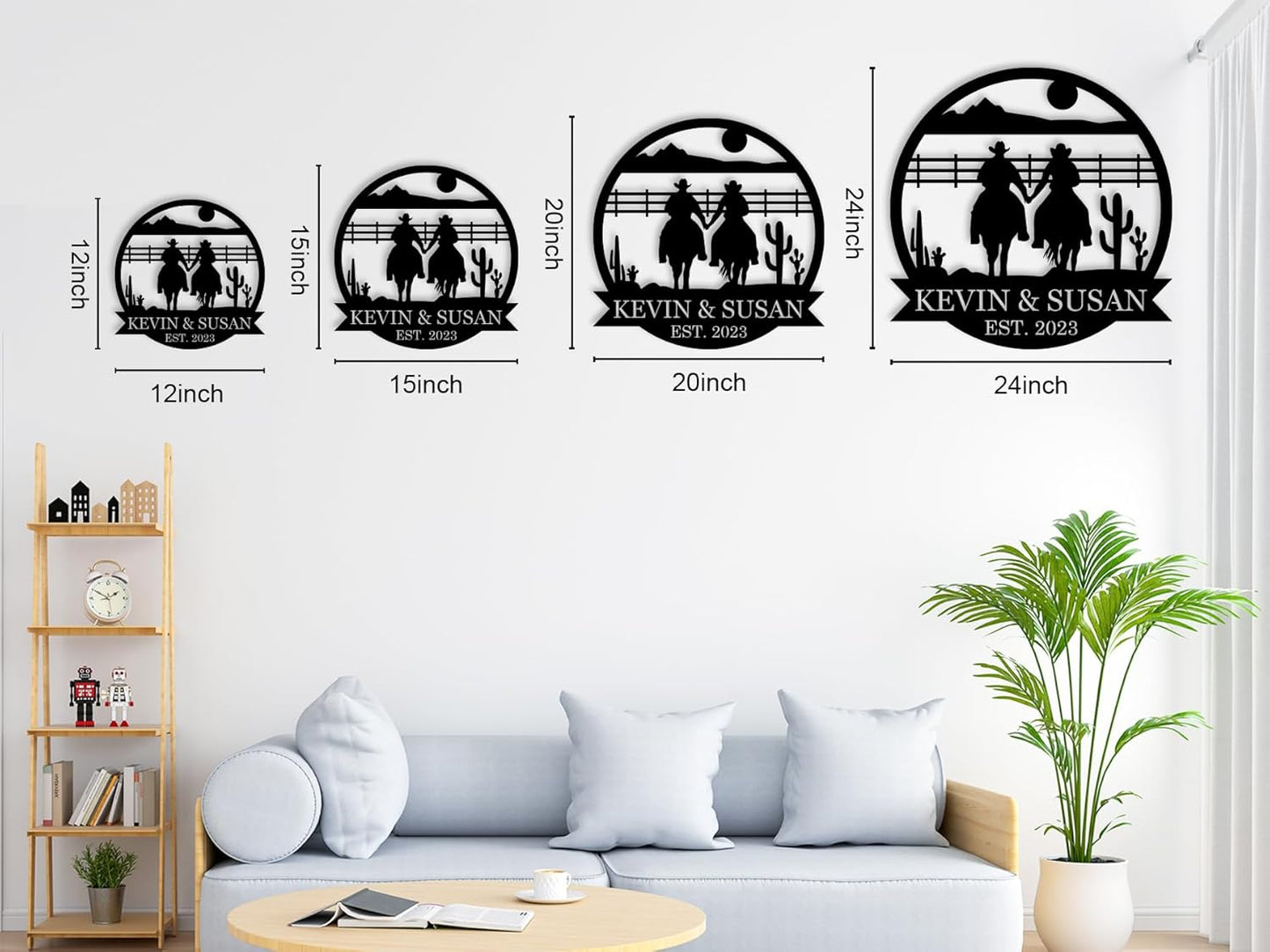 Custom Couple Cowboy Metal Wall Art, Personalized Cowboy and Cowgirl Couple Sign, Personalized Cowboy Name Sign, Cowboy Home Decor, Custom Gift for Couple, Birthday Gift