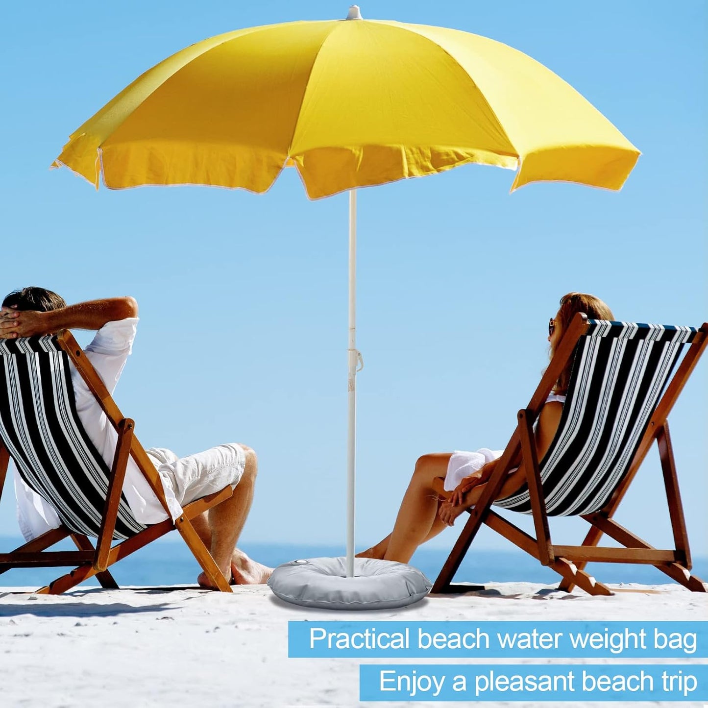 Tondiamo 2 Pcs 20.87 Inch Water Umbrella Weight Bags Flags for Base Stand Outdoor Collapsible Portable Sunshade Base Holder Bags for Beach up to 26.5 lb Water, 20.87 Inches in Outer Diameter