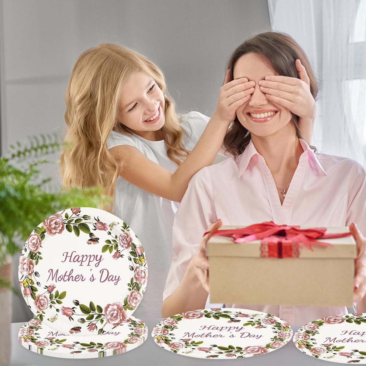 75PCS Happy Mother's Day Paper Plates and Napkins - Mothers Day Party Supplies Tableware Set for Best Mom Ever Flowers Theme Disposable Dinnerware for Mothers Birthday Party Favors