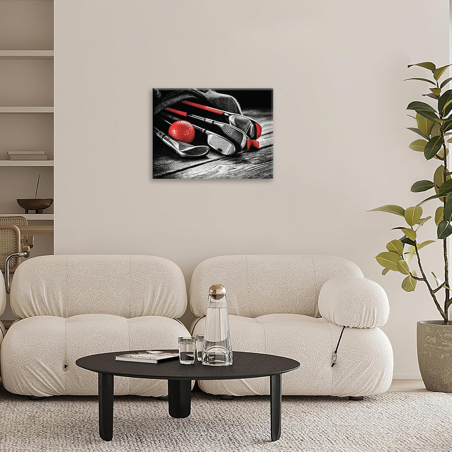 Golf Wall Art, Golf Ball Pictures Wall Decor Black and White Canvas Prints Framed Artwork Paintings Poster Home Office Decorations For Bathroom Bedroom Living Room 24l X 20w