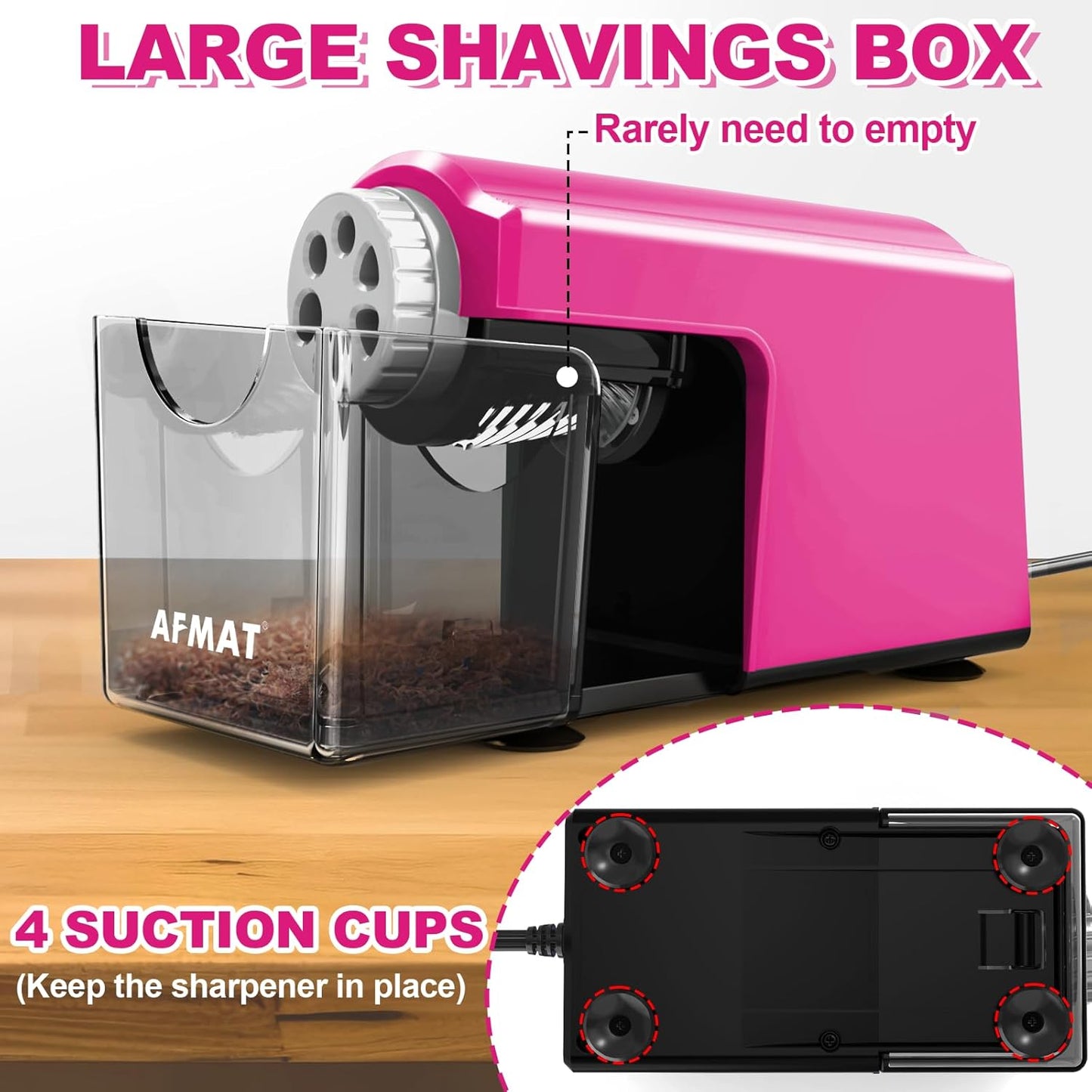 AFMAT PSX4 Electric Pencil Sharpener Heavy Duty, 6-Hole Classroom Pencil Sharpener for 6-11mm Pencils, Auto Stop Pencil Sharpeners Plug in, 10,000+ Sharpenings, Save Colored Pencils, Teacher Must Have
