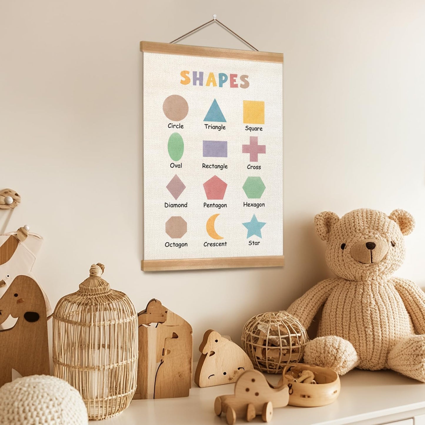 ZTGDA Numbers Shapes Poster Set of 2, Numbers Posters for Toddlers Decor, Shapes Numbers Learning Poster Wall Decor for Classroom Nursery Kids Room Playroom Preschool (12x16inch Numbers Shapes)