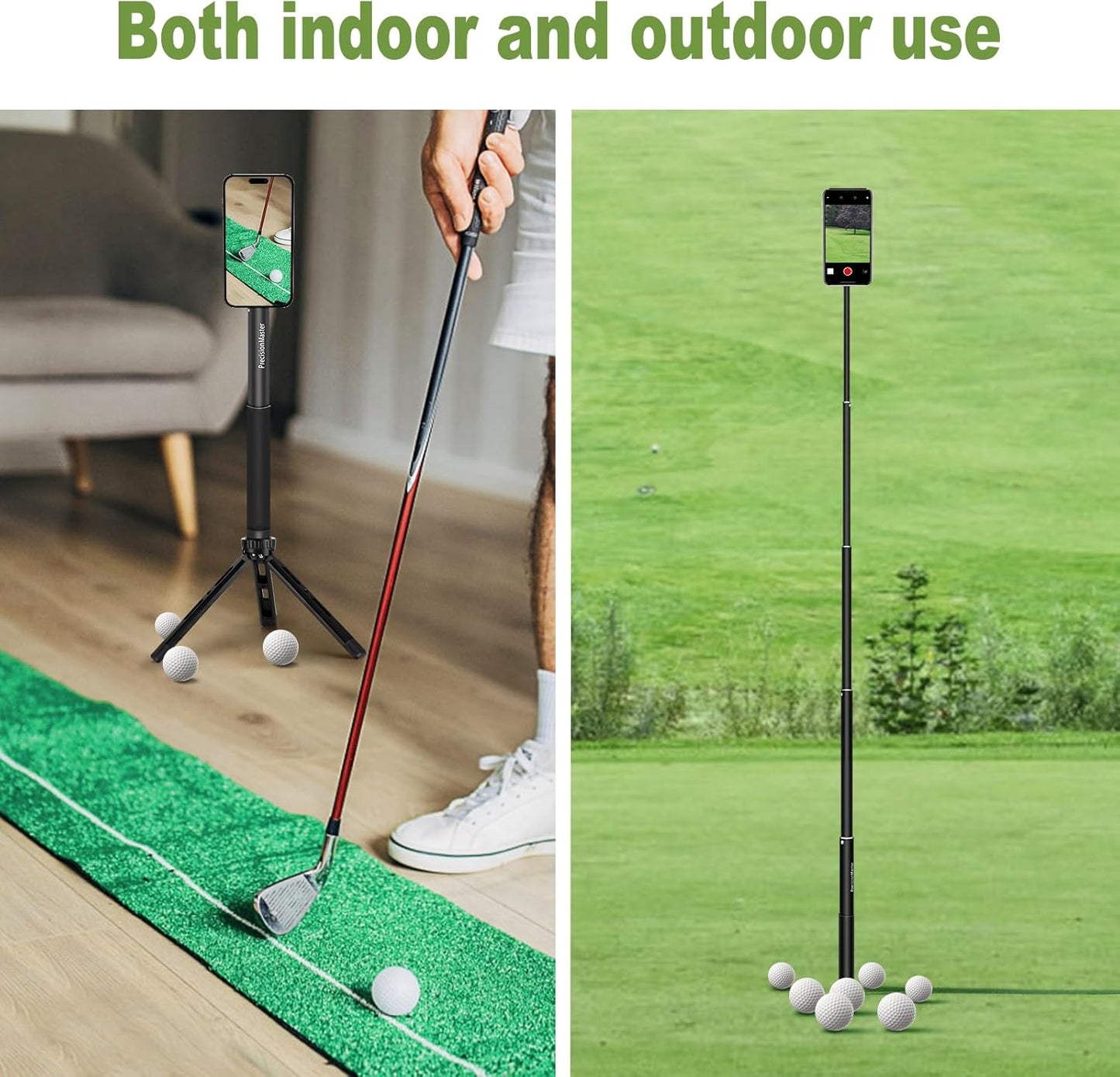 Golf Tripod Monopod Magnetic Golf Film Stick 52" Adjustable Aluminum, Golf Swing Training Aid Compatible with iPhone Android Phones Action Camera
