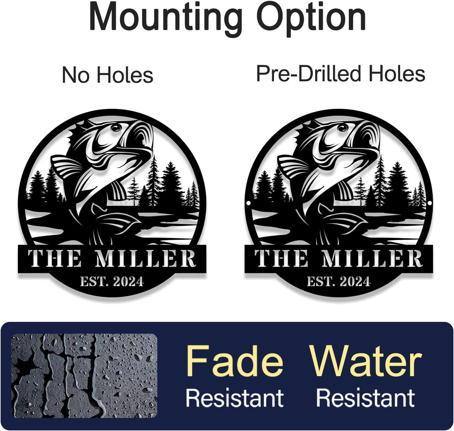 Custom Fish Metal Name Sign, Personalized Family Name Sign, Fishing Gifts for Men, Custom Fishing Metal Sign, Fisherman Gift