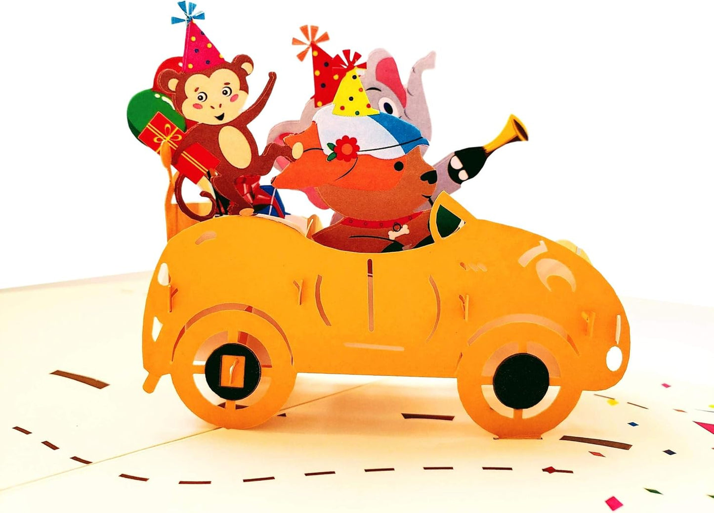 iGifts And Cards Jungle Birthday Party Pop-Up Card 5" x 7" β Fun Animal Celebration 3D Greeting for Kids, Friends, Family, Safari Lovers, Party Enthusiasts, Zoo Theme Surprise with Envelope