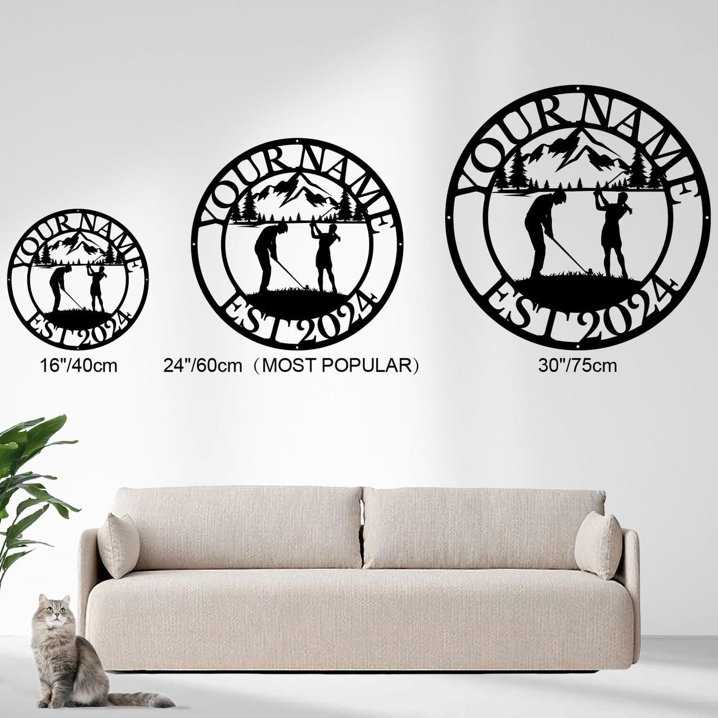 Golf Art Metal Signs,Custom Golf Metal Name Signs,Personalized Golf Signs,Black Golf Metal Wall Art Signs,Golfball Home Outdoor Metal Signs (Style C)