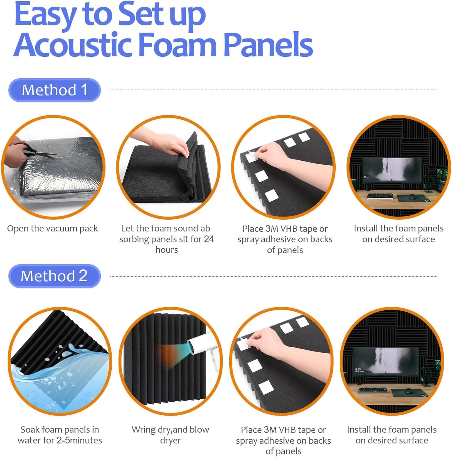80 Pack Acoustic Foam Panels,1"X 12" X 12"Sound Proof Foam Panels,High Density Sound Absorbing Panels,Soundproof Wedges Panels for Studio Recording & Office & Home