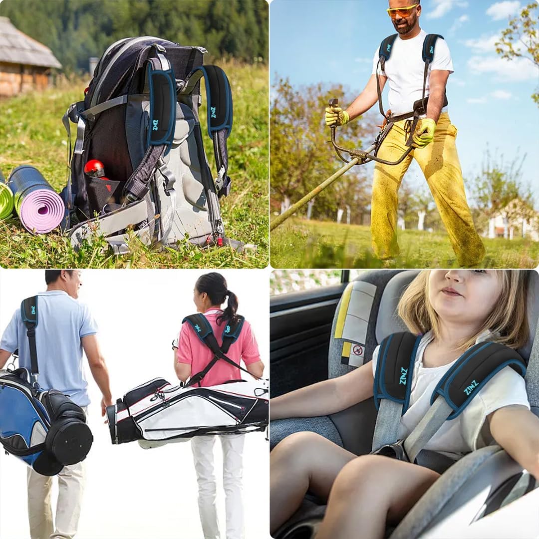 ZINZ 2-Pack Universal Shoulder Pad with Ultra Thick Cushion for Bag Luggage Bag Crossbody, Plus Long & Anti-Slip & Breathable,Black-Blue Edge