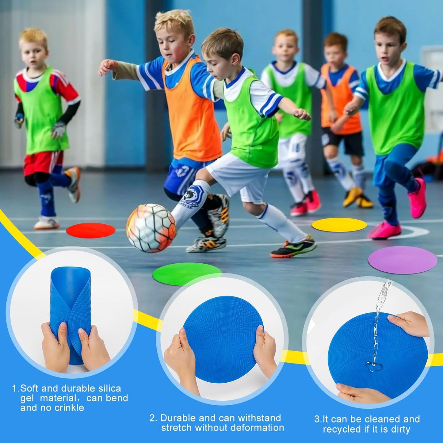 9 inch Spot Markers Flat Field Cones, Non Slip Rubber Agility Markers Flat Field Cones for Soccer Basketball Sports Speed Agility Training (18 pcs)