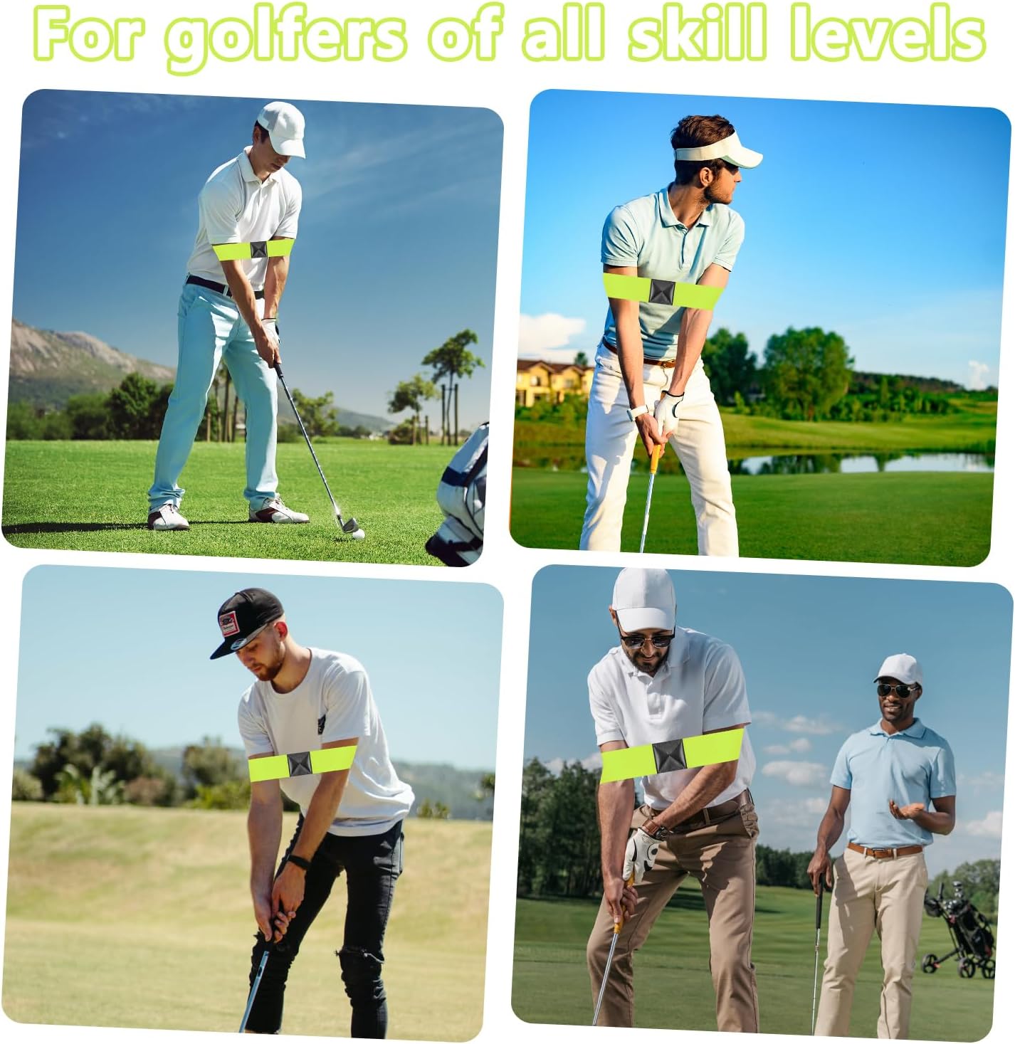 Golf Swing Training Aid-Elastic Arm Gesture Corrector Belt for Beginners,Portable Dual-Shoulder Design for Smoother Swings.Golf Accessories for Practice-Strength,Tempo Training.
