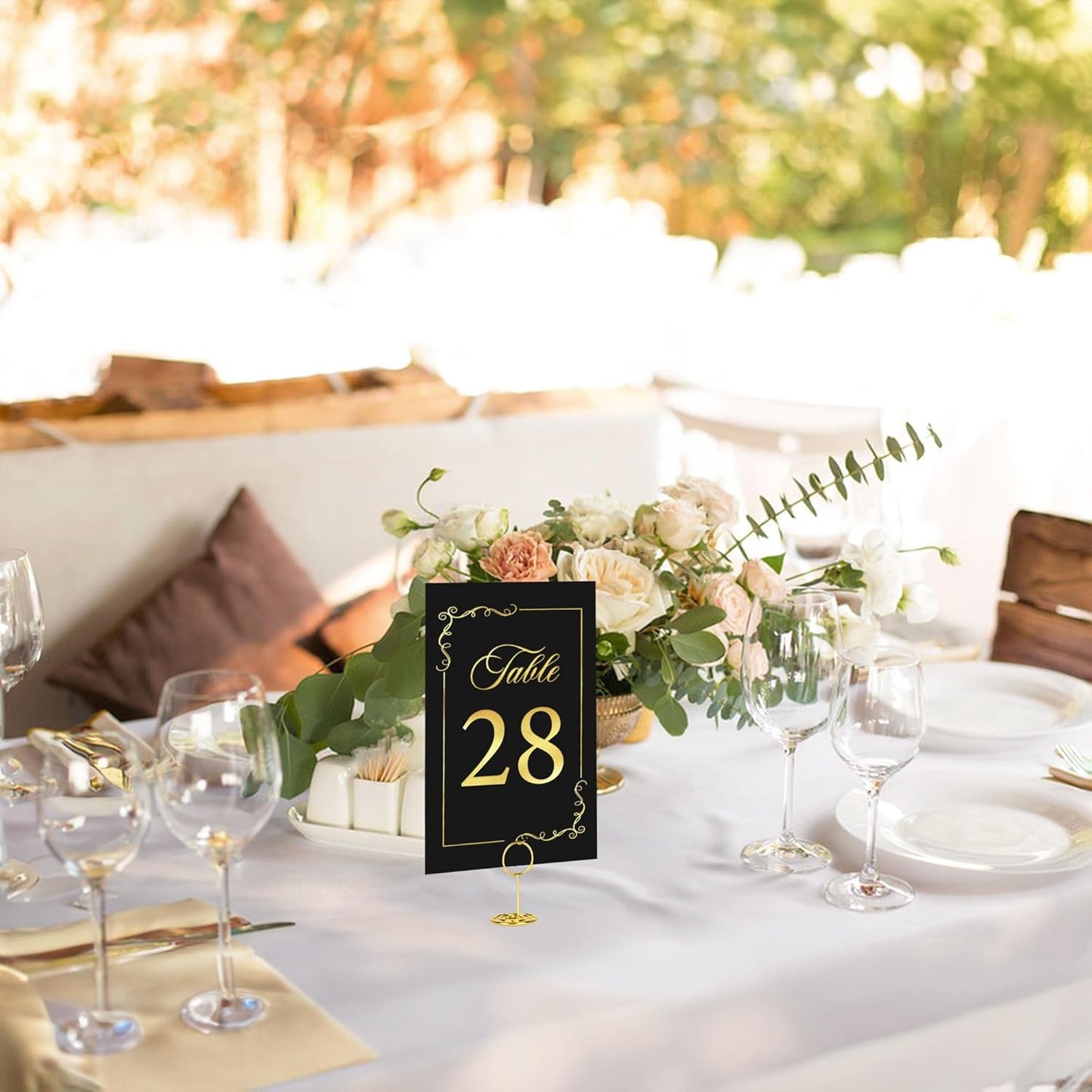 31 Sets Wedding Table Number 1-30 and Head Table Card with 31 Pcs Round Table Number Holders, Black Gold Table Number Cards with Place Card Holders, 4" X 6" Table Numbers Card for Wedding Reception