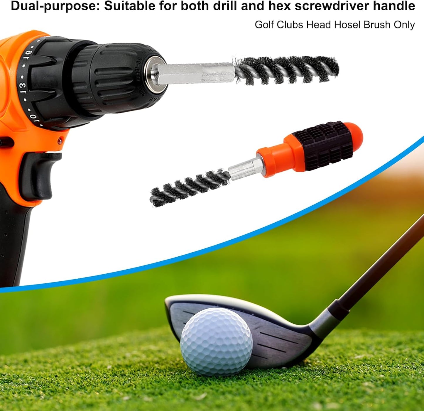 PATIKIL Golf Clubs Head Hosel Brush 0.43 Inch, 4 Pack Golf Shaft Ferrules Cleaning Tool Hex Shank Handle Electric Drill Wire Brush for Wood and Iron, Silver
