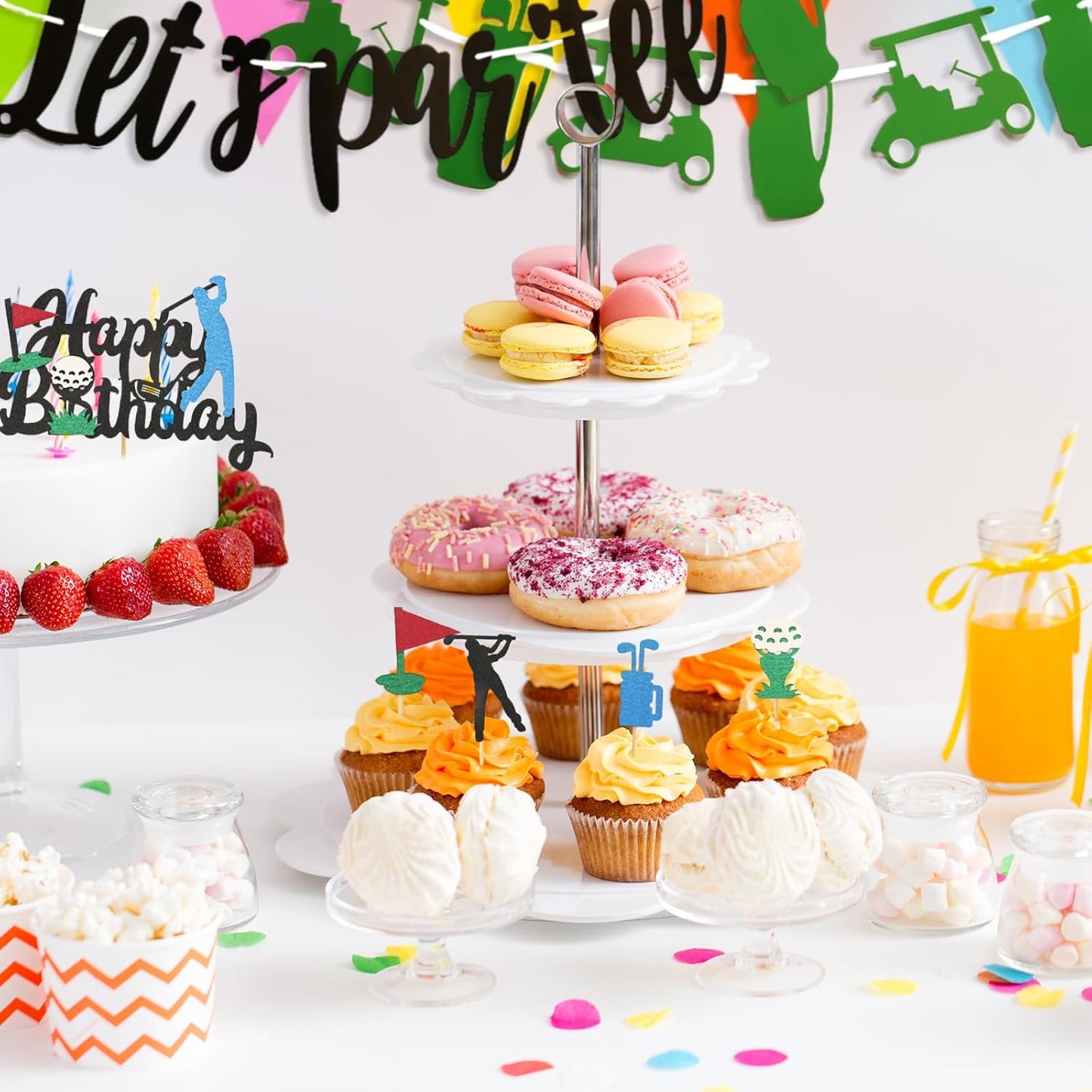 Golf Birthday Party Decorations - 27pcs Golf Themed Party Decorations for Golf Banner, Happy Birthday Cake Topper, Cupcake Toppers, Balloon, Sport Themed Party Decor Supplies