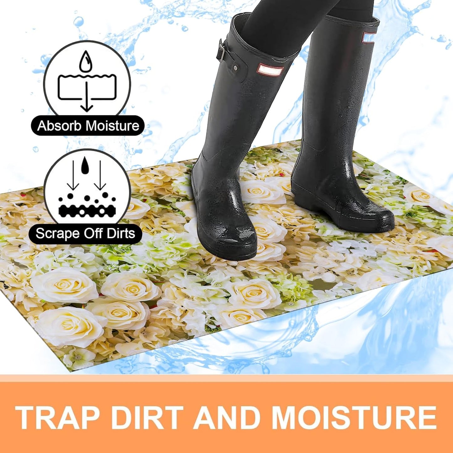 American Flag Fire Truck Indoor Door Mat,Front Door Mat Entrance,17x29.5 in,Non-Woven Fabrics Non Slip Floor Doormat,Welcome Mats Entryway Rug Doormats for Kitchen Bedroom Living Room Decor Gifts