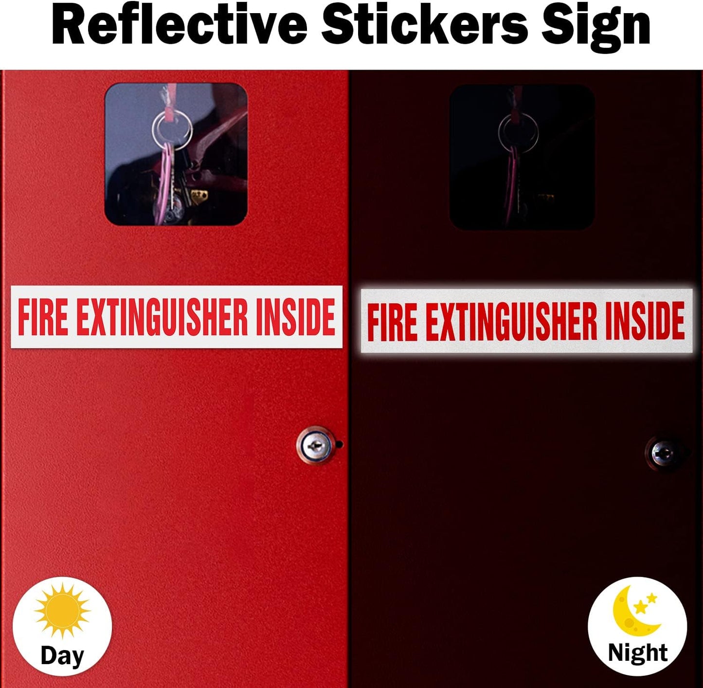 T&R Fire Extinguisher Inside Sign Stickers - 10 Pack - 9" x 1.7" Self-Adhesive Vinyl Reflective, UV resistant, Waterproof, Fade and Scratch Resistant, Suitable for Vehicles Indoor and Outdoor - White
