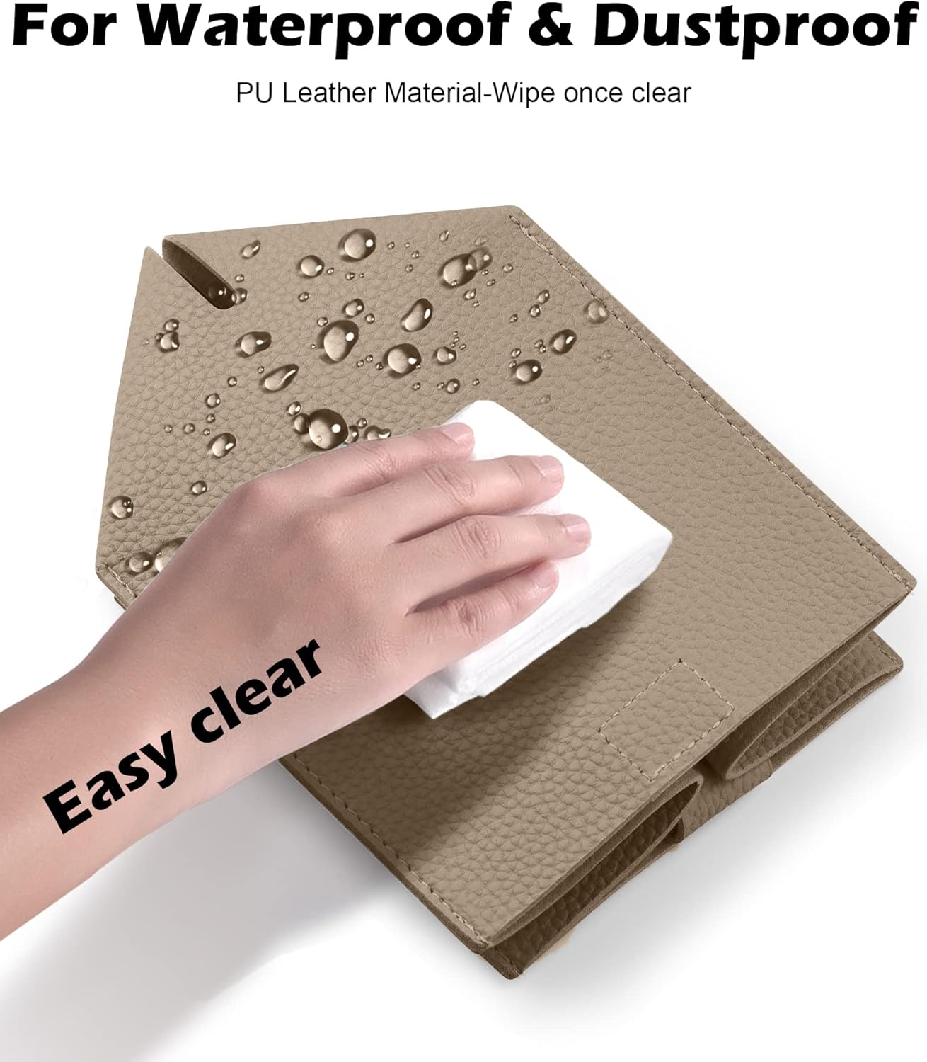 Tissue Box Cover for PU Leather, Modern Simple Solid Color Holder Square Tissue Bag, Ideal for Bathrooms,Office,Car,Outdoor Tent,Dining Table,5"X5"X5", Single Cocoa Brown