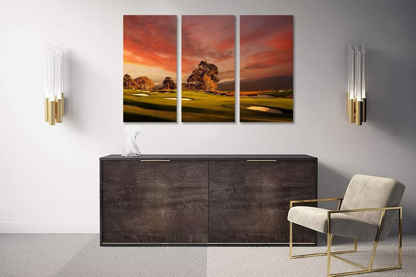USA Coastline Golf Course Wall Art for Living Room Bedroom Bathroom Home Decorations Golf Course Pictures Posters Framed Artwork Canvas Prints Ready to Hang(20''W x 40''H x3)