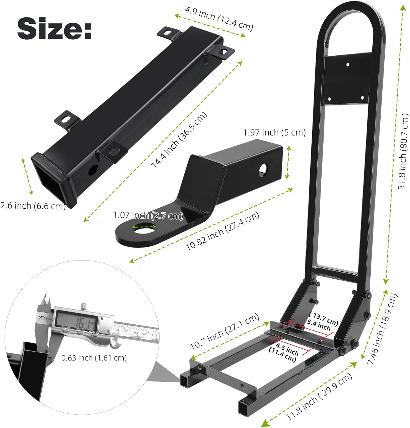 Roykaw Golf Cart Rear Seat Grab Bar & Trailer Hitch with Receiver Assembly Universal Compatible with EZGO Club Car Yamaha, Convenient to Tow and Easy to Instal