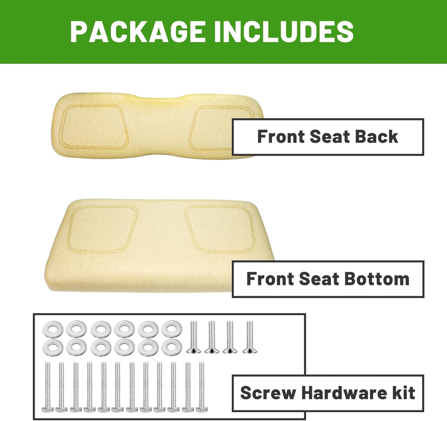 Golf Cart Front Seat Replacement Cushion Assembly Kit for Club Car DS 2000.5-up,Front Seat Bottom and Front Seat Back