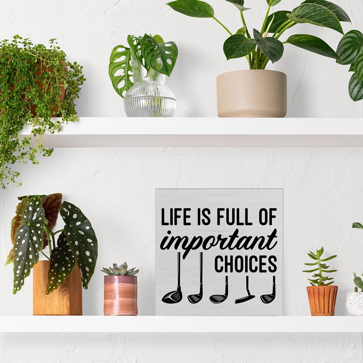 Rustic Life is Full of Important Choices Wooden Box Sign Desk Decor, Golf Life Wood Block Sign Home Tabletop Shelf Desk Decoration, 5 X 5 Inches